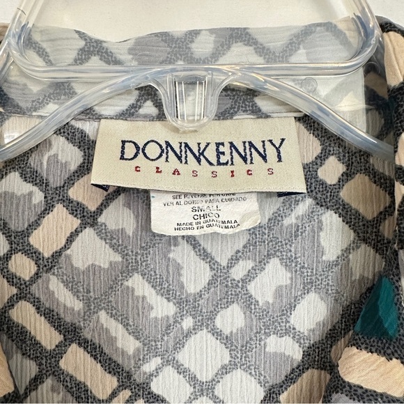 Vintage 90s DonnKenny Women's Diamond Abstract Print Shirt in Grey sz M - Picture 6 of 10